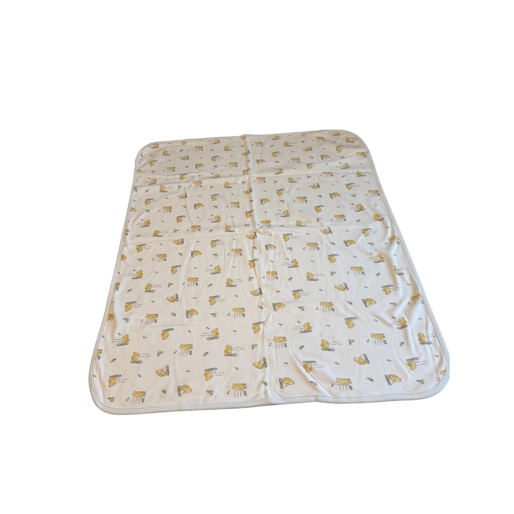 Disney Pooh White Blue Cotton Baby Receiving Blanket Winnie The Pooh 100% cotton